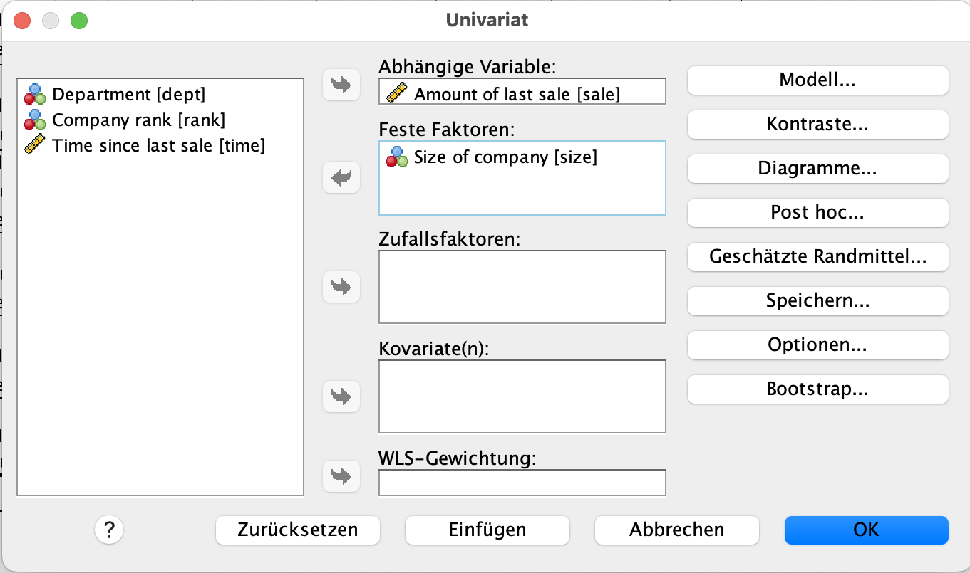 Varianzanalyse (ANOVA) in SPSS