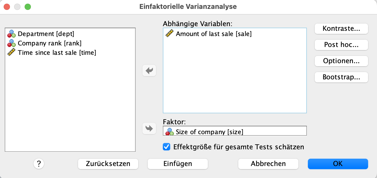 Varianzanalyse (ANOVA) in SPSS