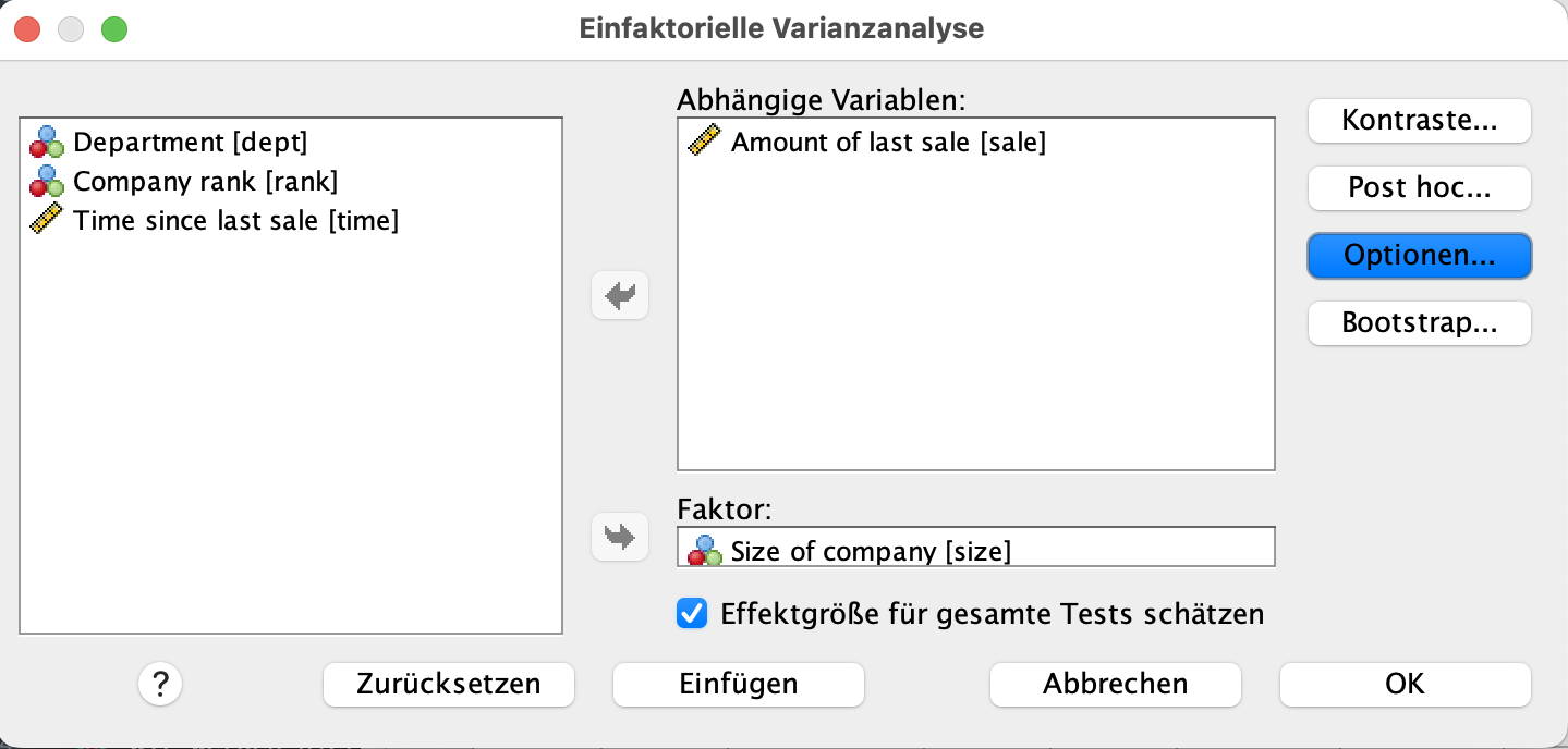 Varianzanalyse (ANOVA) in SPSS